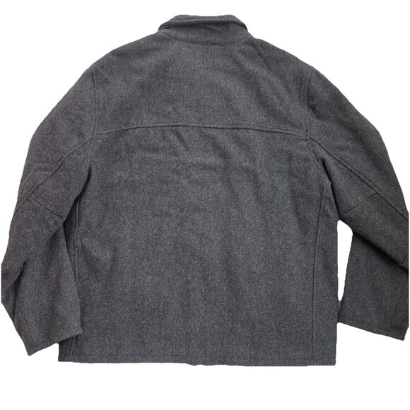 Men's Wool Gap Coat Size Large Gray Zipper Front Lined Vintage Jacket Y2K - Picture 9 of 13